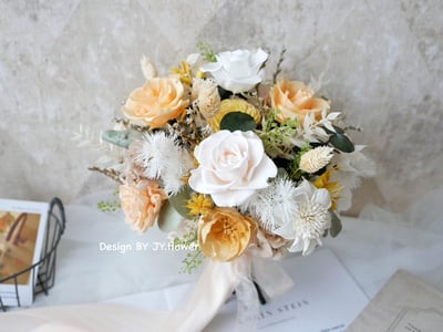 自然型手綁不凋花分束捧花【日光煦煦】1