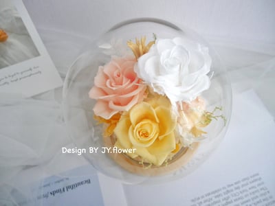 永生玫瑰水晶球玻璃罩夜燈【暖暖日光】3