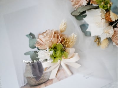 自然型手綁乾燥花分束捧花【可可膚粉】3