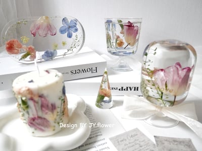 【乾燥花玻璃燭台】大豆蠟/婚禮小物/生日禮/伴娘4