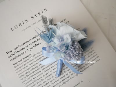 圓形不凋花捧花【寒冰灰藍】4