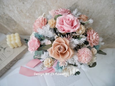 自然型手綁不凋花分束捧花【柔光森林】3