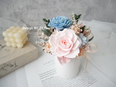 中小型乾燥永生盆花【草莓雲朵】1