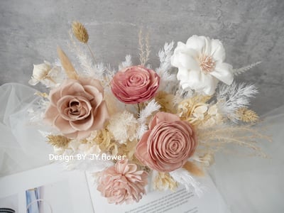 中大型圓盆永生乾燥盆花【微光往事】2