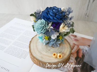 乾燥花名片座【紳藍】1