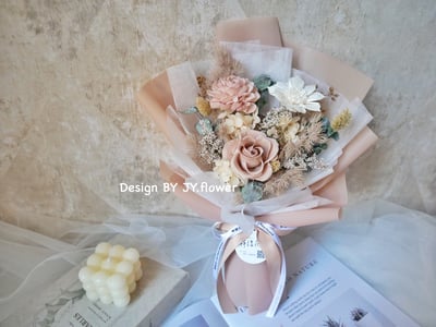 中小型永生玫瑰花束【可可栗棕】1