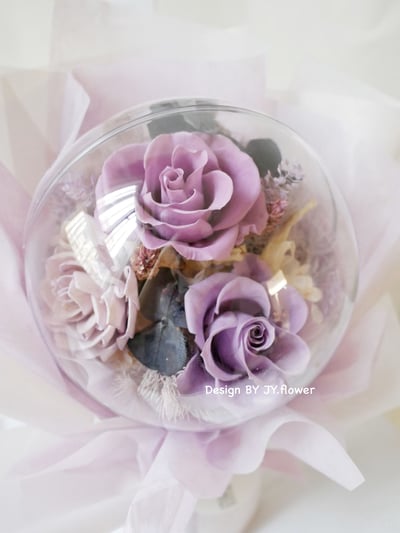 波波球小款永生玫瑰花束【紫鳶幻霧】3