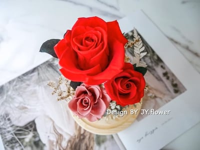 永生玫瑰長型玻璃罩夜燈【公爵夫人】4