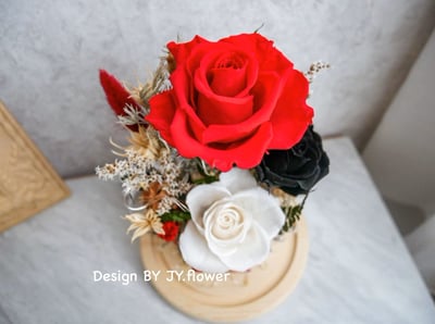 永生玫瑰長型玻璃罩夜燈【經典紅黑】5