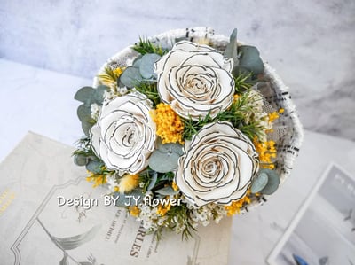 小香風永生玫瑰花束3朵【晨曦】3