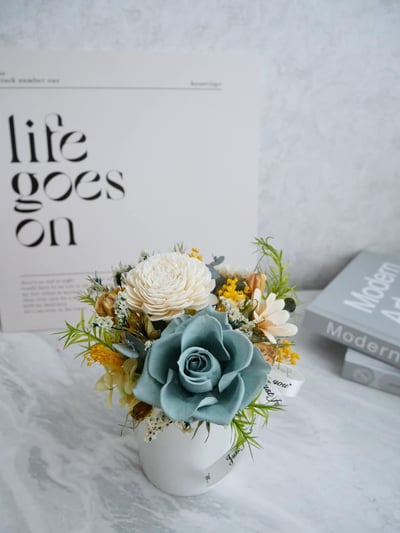 中小型乾燥永生盆花【松綠仙境】3