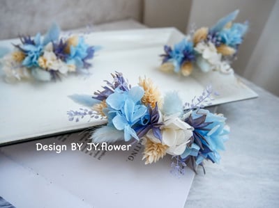 小花款永生乾燥手腕花【靛藍】2