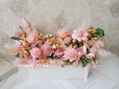 大型長盆乾燥花盆花【流金歲月】1