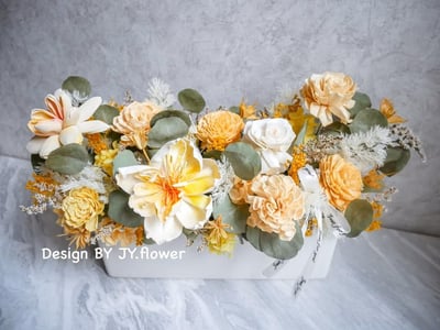 大型長盆乾燥花盆花【燦爛如昔】2