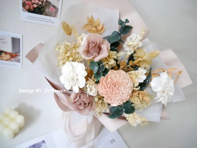 中大型韓式永生玫瑰花束【栗棕】2