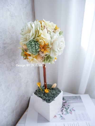 乾燥永生繡球花球樹盆花【初夏日和】2