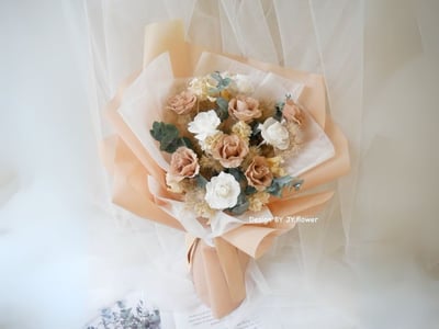 大型永生玫瑰花束【可可栗棕】1