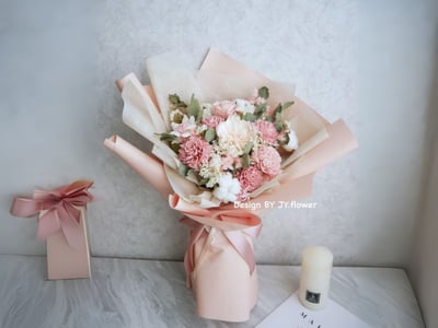 大型粉色乾燥花束【絡纓】1