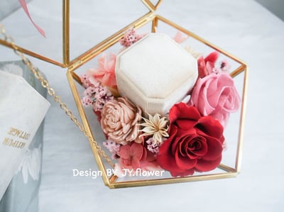 永生玫瑰戒指花盒【酡顏】3