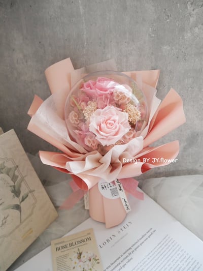 波波球小款永生玫瑰花束【春櫻漫飛】3
