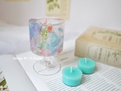 【玻璃花瓣燭台+香氛茶蠟4個】單品課程2