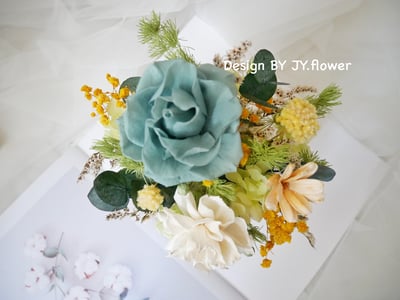 中小型乾燥永生盆花【松綠仙境】2