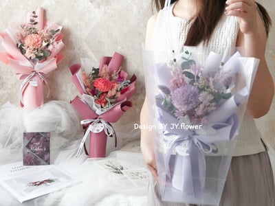 母親節花禮【中小型索拉康乃馨乾燥花束】5