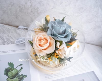 永生玫瑰水晶球玻璃罩夜燈【茉莉公主】1