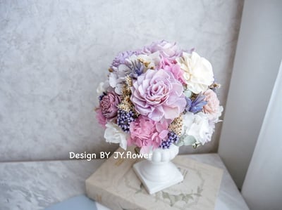 永生繡球乾燥花冠軍杯盆花【鬱紫丁香】3