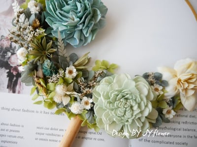 乾燥花中式團扇花【碧波蕩漾】3