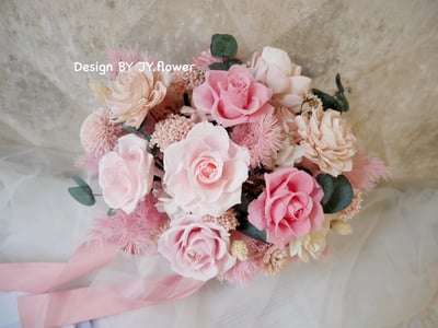 自然型手綁不凋捧花【秘戀桃粉】2