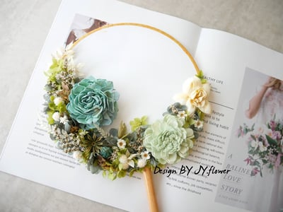 乾燥花中式團扇花【碧波蕩漾】1