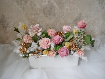 大型長盆乾燥花盆花【莫內花園】1