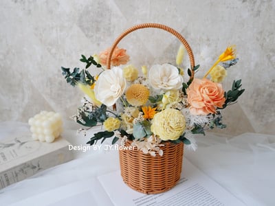 中大型乾燥花提籃花【日光】1