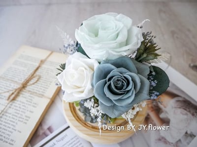 永生玫瑰水晶球玻璃罩夜燈【薄荷森綠】5