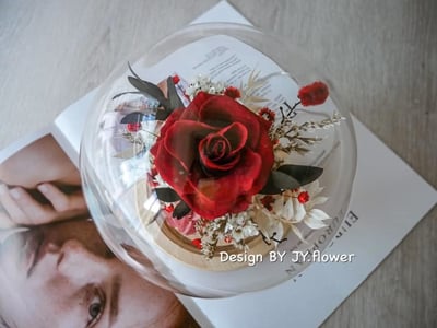 永生玫瑰水晶球玻璃罩夜燈【熱情如昔】3