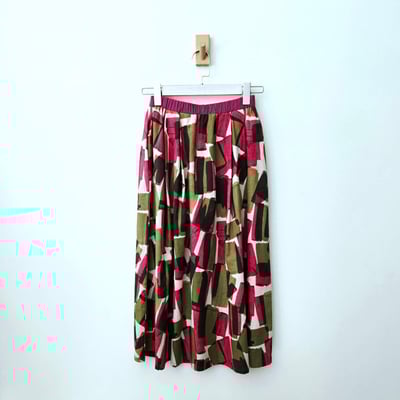 日本製純棉拼色鬆緊長裙1