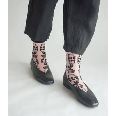 日本製北歐花瓶印花透視襪3