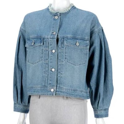 日本設計師款 蓬鬆袖薄牛仔外套1