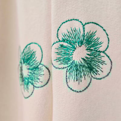 純棉小花刺繡鬆緊寬褲3