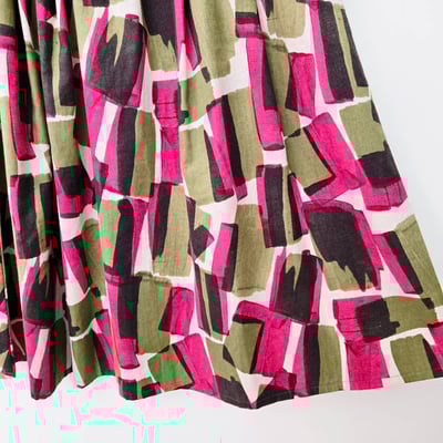 日本製純棉拼色鬆緊長裙3