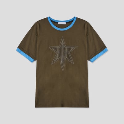 撞色星芒滾邊短T14