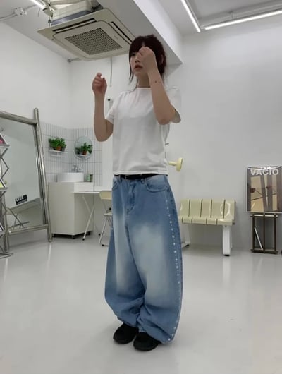 Stud Line Balloon Denim Pants 側邊鉚釘牛仔褲6