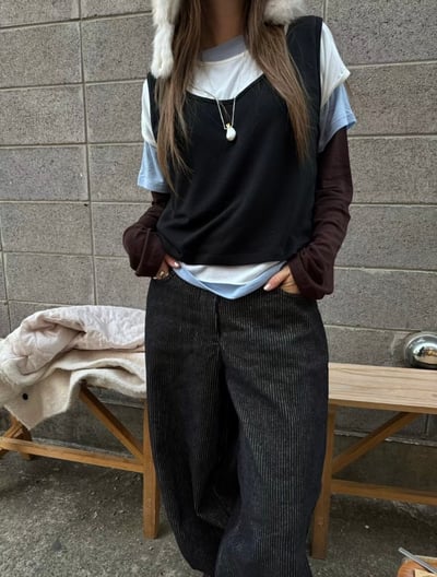 疊穿長袖打底T恤吊帶背心套裝4