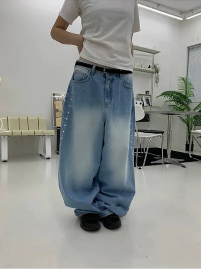 Stud Line Balloon Denim Pants 側邊鉚釘牛仔褲2