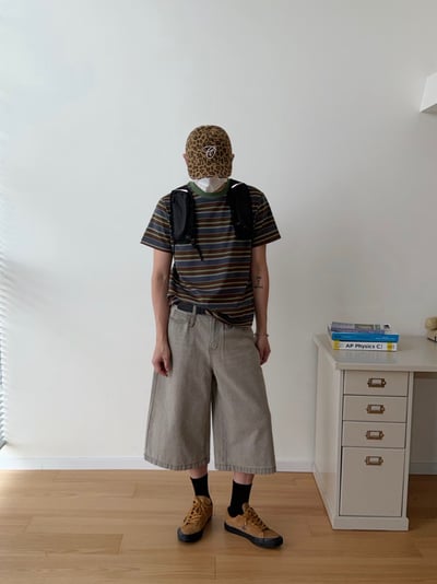 短寬撞色條紋短T3