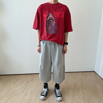 血色鯊魚印花寬版T3
