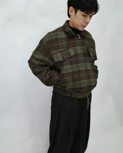 【fuchun】【🇰🇷】短款收腰 格紋 哈靈頓外套5