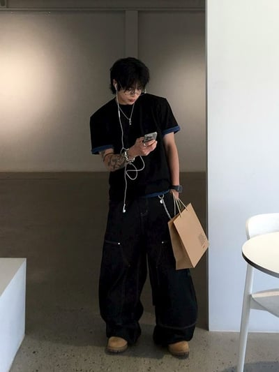 破洞純色棉短袖T恤 300g12