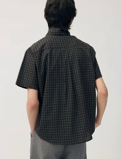 Carpem法式綁帶格紋短袖襯衫6